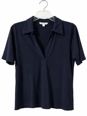 Banana Republic Navy Blue Split V-Neck Polo Shirt Size L